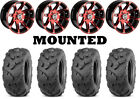 Kit 4 Quadboss QBT671 Tires 25x8-12/25x10-12 on Moose 387X Red Wheels HP1K