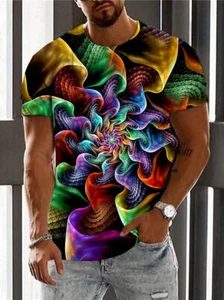 Camiseta 3D Ilusión Óptica Novedad Moda Colorida Espiral Mangas Cortas Hombre Camiseta - Imagen 1 de 3