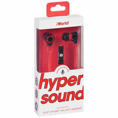 iWorld Hyper Sound Earbuds with Mic 1 Smartphone Stereo Headsets Purple Pink Red - Image 1 of 4