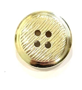 4pcs Gold Round Metal 4 Hole Button 23mm Filigree Lined Striation Wood Grain - Picture 1 of 5