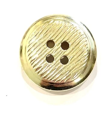 4pcs Gold Round Metal 4 Hole Button 23mm Filigree Lined Striation Wood Grain - Image 1 of 4