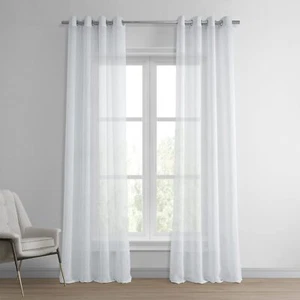 Drapes Grommet Sheer Curtains For Living Room Solid Linen Texture 50 X 84 1 Pan - Picture 1 of 7