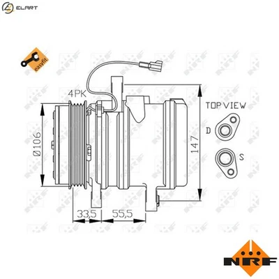 COMPRESSOR AIR CONDITIONING 32436 FOR DAEWOO MATIZ/Hatchback/Van F8CV 0.8L - Image 1 of 4