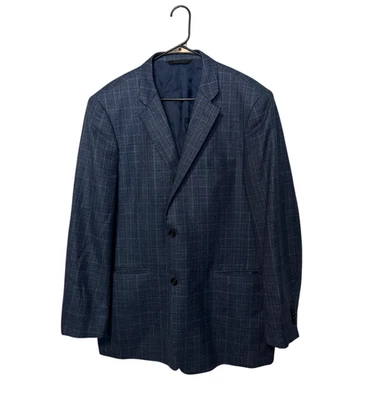 John W Nordstrom Blazer Mens 46L Blue Check Loro Piana Cashmere Jacket Suit Coat - Image 1 of 4