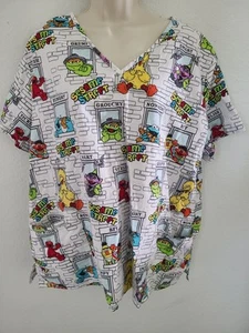 Sesame Street Workshop Medical Scrub Top V Neck Sz 2X - Picture 1 of 4