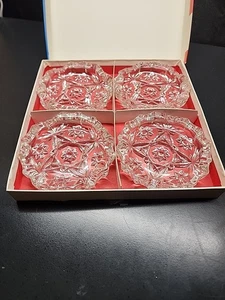 Vintage Anchor Hocking Star Glass Ashtray Prescut EAPC 4" Set Of 4 - Picture 1 of 5