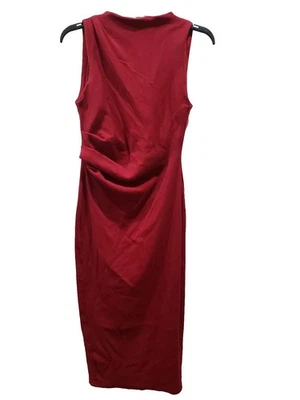 ZARA Sleeveless Rib Knit Ruched Midi Bodycon Dress, Size Large, Pre-owned - Image 1 of 4