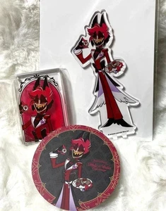 NEW Hazbin Hotel Alastor Liquid Acrylic Stand Keychain Coaster Set Animate Cafe - Picture 1 of 1