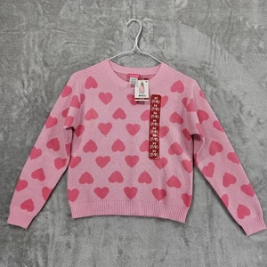 Zunie Girl Sweater Girls Size M 7/8 Shades Of Pink Long Sleeve Hearts Soft - Picture 1 of 7