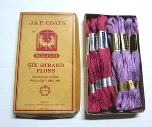 J. & P. Coats Vintage Boilfast Floss Mercerized Cotton 15 Skeins Violet & Rose - Picture 1 of 6
