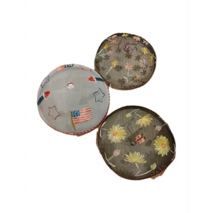 Menge 3 Kuppel Netz Lebensmittel Abdeckungen Bildschirm bestickt Stroh Picknicks Outdoor 13x5" - Bild 1 von 11