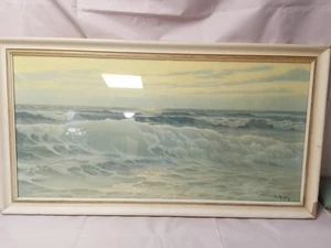 Edouard Mandon 1957 Tumbling Waves ~ Majestic Sunset Sky Seascape ~ FRENCH F&R - Picture 1 of 7