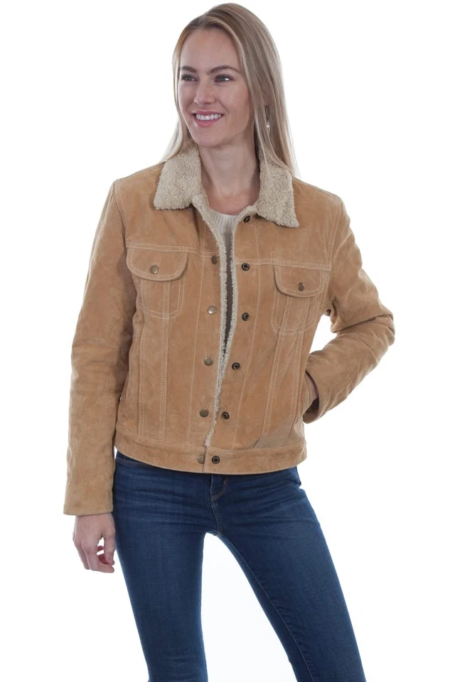 Scully L1019-126-L Women's Leather Suede Jacket w/ Faux Shearling Lining - Large