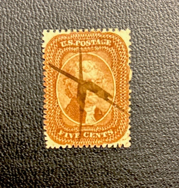 US Stamp, 1859 5c ,Scott #29, APEX Cert., brown, used, CV $700 - Image 1 of 3