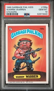 PSA 10 GEM MNT 1986 Topps Garbage Pail Kids OS4 156a WARRIN' WARREN Sticker Card - Picture 1 of 2