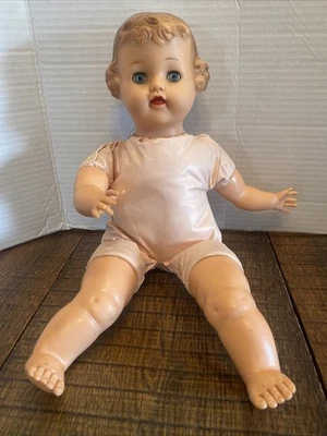 Vintage IDEAL DOLL 50s Baby Doll 16" With Blue Eyes Open And Close - Image 1 of 4