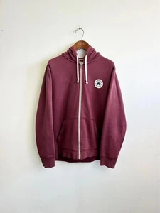 Converse All Star Chuck Taylor Cotton Burgundy Zip Through Hoodie - Picture 1 of 9