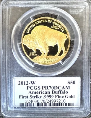 2012-W $50 PCGS PR70DCAM First Strike American Buffalo 1 oz Gold Edmund Moy - Image 1 of 4