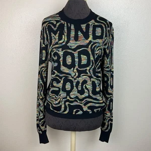 Top tejido Desigual años 70 mente cuerpo alma negro colorido tinte espacial hippie XL - Imagen 1 de 18