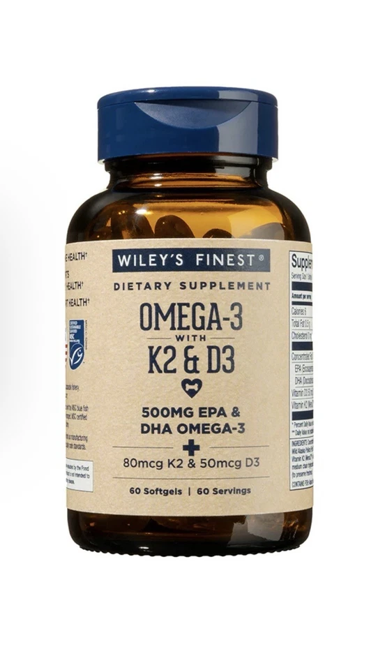 Wiley’s Finest - Omega-3 con K2 y D3, 60 cápsulas blandas caducidad 2027 Foto 1 de 1