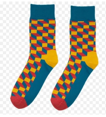Moda Calcetines Redondos Coloridos Geométricos Suave Cuadros Talla 5-11 Un Par Foto 1 de 2