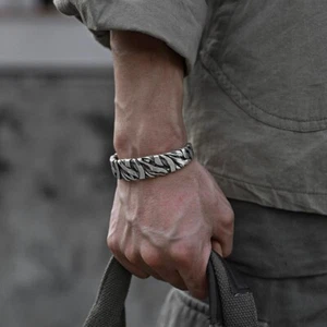 Brazalete brazalete brazalete ajustable retorcido plateado retro para hombre - Imagen 1 de 6