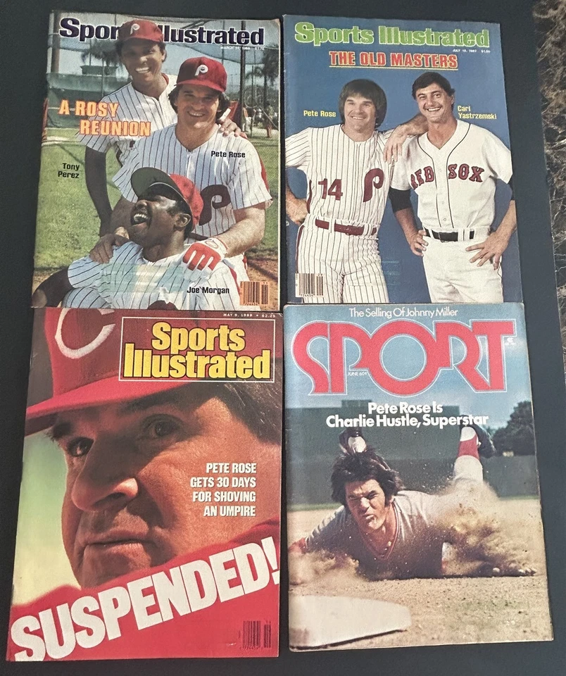 1982 Sports Illustrated CINCINNATI Reds PETE ROSE Lot of 4 1974 Sport Magazine - Image 1 of 1
