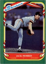 1987 Fleer Baseball Star Sticker #80 Jack Morris 