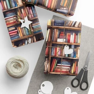 Cozy Library of  Books Premium Eco-Friendly Decorative Gift Wrapping Paper - Picture 1 of 17