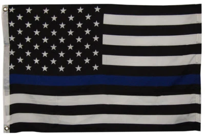 2x3 USA American Thin Blue Line Police 100D Woven Poly Nylon Flag 2'x3' Banner  - Image 1 of 4