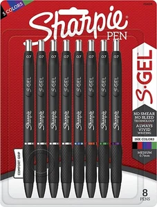 Sharpie S-Gel, Gel Pens, Medium Point (0.7mm), Assorted Colors, 8 Count - Picture 1 of 4