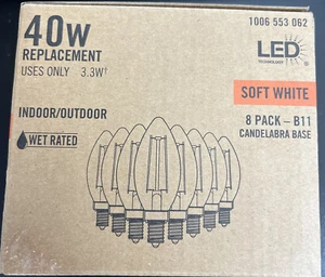 40-Watt Equivalent B11 Non-Dimmable Clear Glass Filament Vintage Edison LED(8PK) - Picture 1 of 2