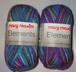 Lot of 2 Skeins, Mary Maxim Elements Sock Yarn, 1.7 oz, 151 yds, Oceans - Picture 1 of 3