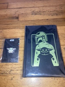 Star Wars MANDALORIAN The Child Yoda HARDCOVER JOURNAL SDCC 2020 Grogu Pin 8 Bit - Picture 1 of 3