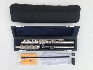 Professional 17 Open Hole Silver Plated Carved Flute French Key E Key B Foot - Picture 1 of 10