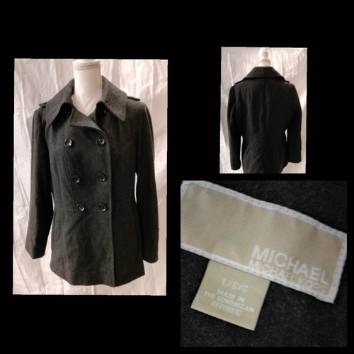 Michael Kors Pea Cappotto Donna Grande Grigio Antracite Ottime Condizioni #J2386
