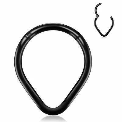 316L Surgical Steel 16G Hinged Tear Drop Segment Septum Clicker Tragus Nose Ring - Image 1 of 4