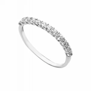 Anello Veretta In Oro Bianco 18 Carati con Zirconi Bianchi da Donna - Picture 1 of 1