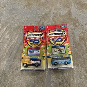 Set Of 2 Matchbox Across America Minnesota Ford F-Series New Jersey Bus - Picture 1 of 9