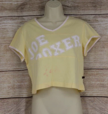 Camisa corta Y2K Joe Boxer para mujer talla mediana cuello en V manga corta amarillo pálido Foto 1 de 4
