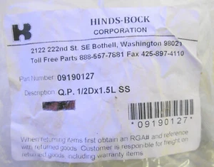 Hinds-Bock 09190127 Schnellspannstift 1/2D x 1,5L SS - Bild 1 von 4