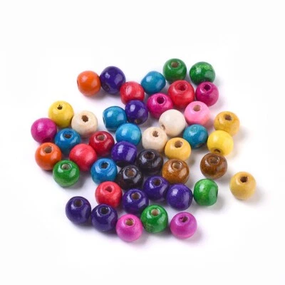 1,000 g Dyed Natural Wood Beads Round Lead Free Mixed DIY Crafts Jewelry Making - image 1 of 4