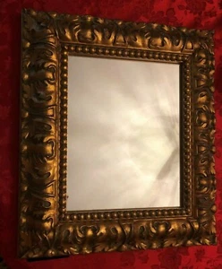 Murano VENETIAN Glass Mirror Gold Gild Art Deco Frame 15"x13" Made Italy - Picture 1 of 12