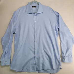 Lipson Contemporary Mens 18.5 Signature Blue Long Sleeve Shirt Made in Canada - Picture 1 of 9