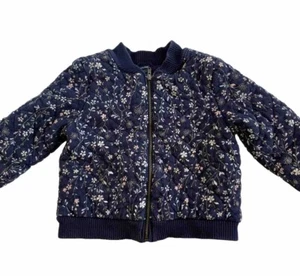 BABY GAP Kleinkind blau rosa weiß Blumen gesteppt Baumwolle Bomberjacke Größe 2T - Bild 1 von 6