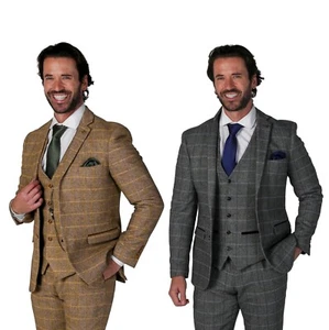 Herren Harris Tweed Retro Fensterscheibe separat erhältlich Anzug für besonderen Anlass - Bild 1 von 25