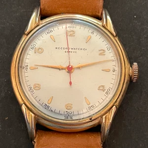 Vintage Record Watch Company Geneve Men's Watch Running Ticks 17j Hacking Swiss - Picture 1 of 4