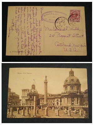 VERY RARE ITALY 1924 “HOTEL MAIL” POST CARD SEND FROM HOTEL D'ANGLE, ROME TO NEW - Image 1 of 3