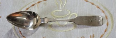 COIN SILVER TEASPOON /SALISBURY & CO. NEW YORK NY. 1830"S/MONOGRAM "R.W." HANDLE - Image 1 of 3