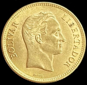 1930 GOLD VENEZUELA 10 BOLIVARES 3.225 GRAMS SIMON BOLIVAR COIN AU - Picture 1 of 2